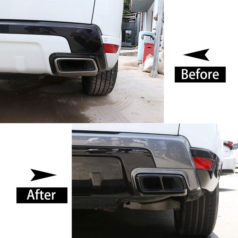 CHEYA 2pcs Bright Black Chrome Stainless Steel Car Tail Exhaust Pipe Cover Trim For Range Rover Sport 2018 2019 2020 Year Accessories - Image 3